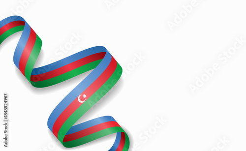 Azerbaijani flag stylized wavy ribbon, symbolizing national pride, celebration, or cultural identity. Vector illustration.