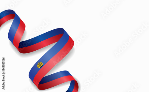 Liechtenstein flag stylized wavy ribbon, symbolizing national pride, celebration, or cultural identity. Vector illustration.