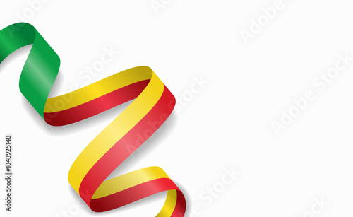 Benin flag stylized wavy ribbon, symbolizing national pride, celebration, or cultural identity. Vector illustration.