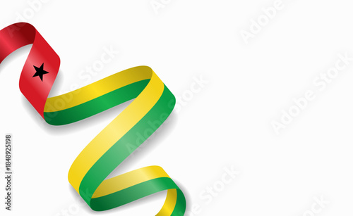 Guinea Bissau flag stylized wavy ribbon, symbolizing national pride, celebration, or cultural identity. Vector illustration.
