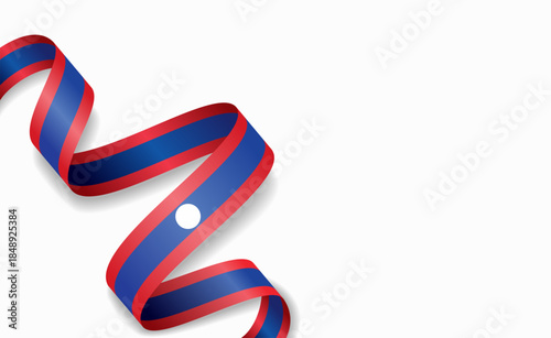 Laotian flag stylized wavy ribbon, symbolizing national pride, celebration, or cultural identity. Vector illustration.