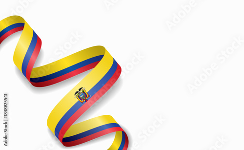 Ecuadorean flag stylized wavy ribbon, symbolizing national pride, celebration, or cultural identity. Vector illustration.