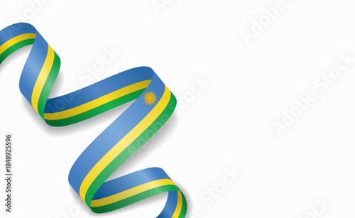 Rwandan flag stylized wavy ribbon, symbolizing national pride, celebration, or cultural identity. Vector illustration.