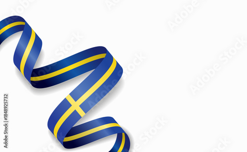Swedish flag stylized wavy ribbon, symbolizing national pride, celebration, or cultural identity. Vector illustration.