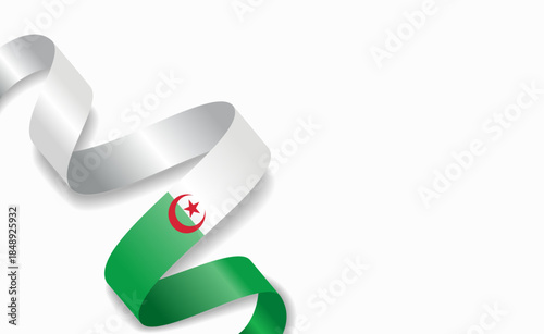 Algerian flag stylized wavy ribbon, symbolizing national pride, celebration, or cultural identity. Vector illustration.