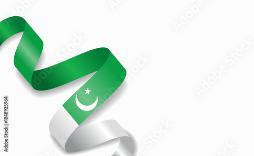 Pakistani flag stylized wavy ribbon, symbolizing national pride, celebration, or cultural identity. Vector illustration.