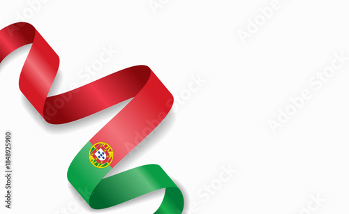 Portuguese flag stylized wavy ribbon, symbolizing national pride, celebration, or cultural identity. Vector illustration.