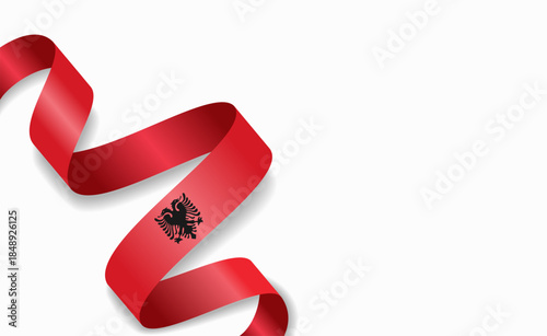 Albanian flag stylized wavy ribbon, symbolizing national pride, celebration, or cultural identity. Vector illustration.