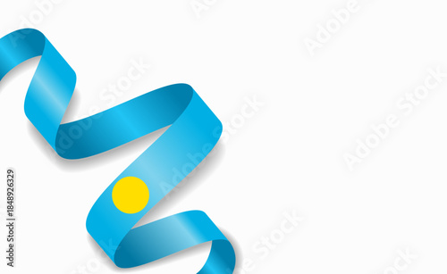 Palauan flag stylized wavy ribbon, symbolizing national pride, celebration, or cultural identity. Vector illustration.