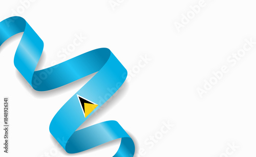 Saint Lucia flag stylized wavy ribbon, symbolizing national pride, celebration, or cultural identity. Vector illustration.