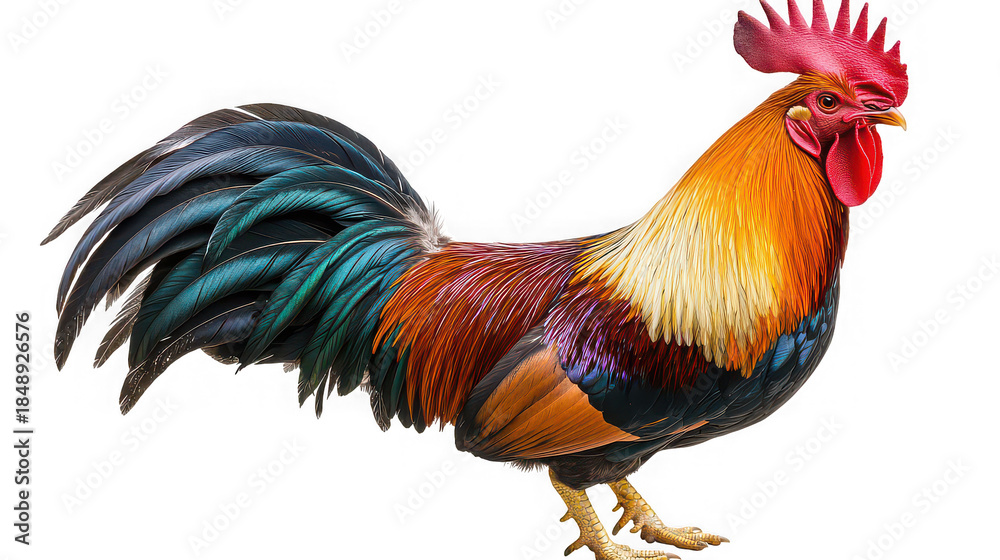 Fototapeta premium Colorful Rooster Isolated on White Background