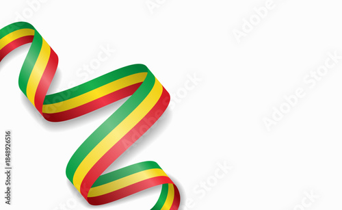 Malian flag stylized wavy ribbon, symbolizing national pride, celebration, or cultural identity. Vector illustration.