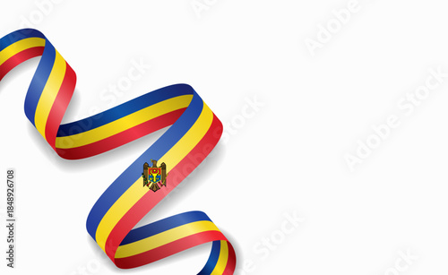 Moldovan flag stylized wavy ribbon, symbolizing national pride, celebration, or cultural identity. Vector illustration.