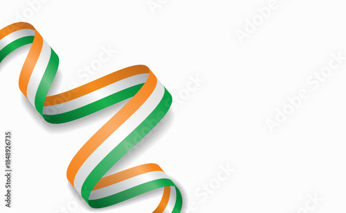 Ivorian flag stylized wavy ribbon, symbolizing national pride, celebration, or cultural identity. Vector illustration.