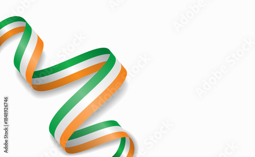 Irish flag stylized wavy ribbon, symbolizing national pride, celebration, or cultural identity. Vector illustration.