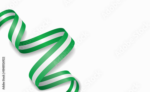 Nigerian flag stylized wavy ribbon, symbolizing national pride, celebration, or cultural identity. Vector illustration.