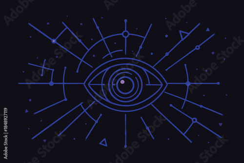 Mysterious Eye Symbol with Geometric Constellation Lines