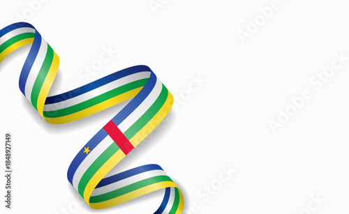 Central African Republic flag stylized wavy ribbon, symbolizing national pride, celebration, or cultural identity. Vector illustration.