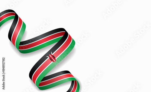 Kenyan flag stylized wavy ribbon, symbolizing national pride, celebration, or cultural identity. Vector illustration.