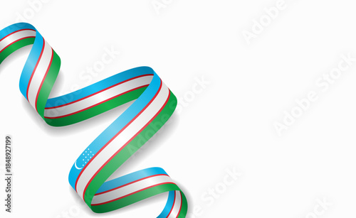 Uzbekistani flag stylized wavy ribbon, symbolizing national pride, celebration, or cultural identity. Vector illustration.