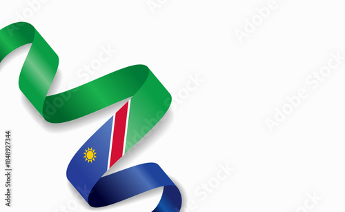 Namibian flag stylized wavy ribbon, symbolizing national pride, celebration, or cultural identity. Vector illustration.