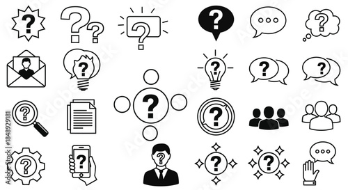 Question Mark Icons for Confusion, Inquiry, and Problem Solving