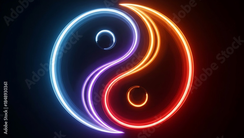 Neon yin yang symbol