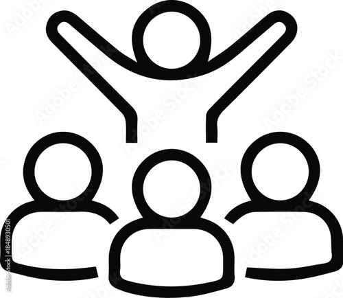 Leadership and Team Line Icon.