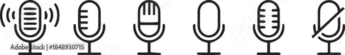 Microphone icon set, retro Microphone isolated on white background,