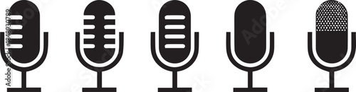 Microphone icon set, retro Microphone isolated on white background, 
