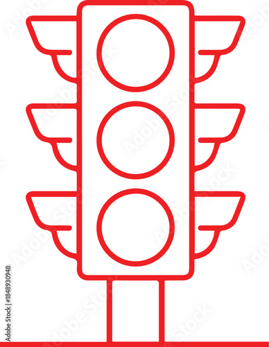 Red Traffic Light Signal Icon.
