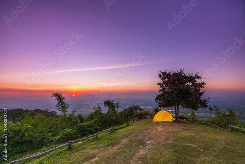 Beautiful sunset on Pha Daeng viewpoint, Na Yung Nam Som National park, Udon-Thani province , Thailand.