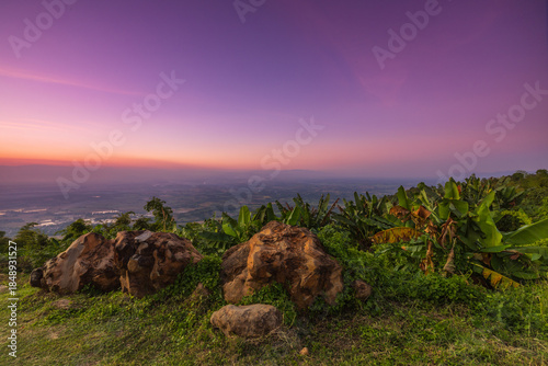 Beautiful sunset on Pha Daeng viewpoint, Na Yung Nam Som National park, Udon-Thani province , Thailand.