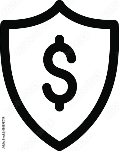 Shield with dollar sign icon for financial protection