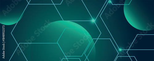 Dark green abstract background with a modern and futuristic hexagonal design. High-tech style background concept with shining light spots. Vector Illustration VOL. 4
