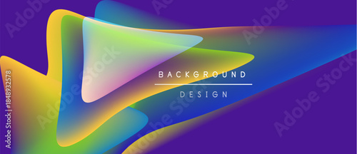 Abstract colorful gradients form dynamic shapes. Purple dominates background, yellow, green hues blend smoothly. Text reads background design.