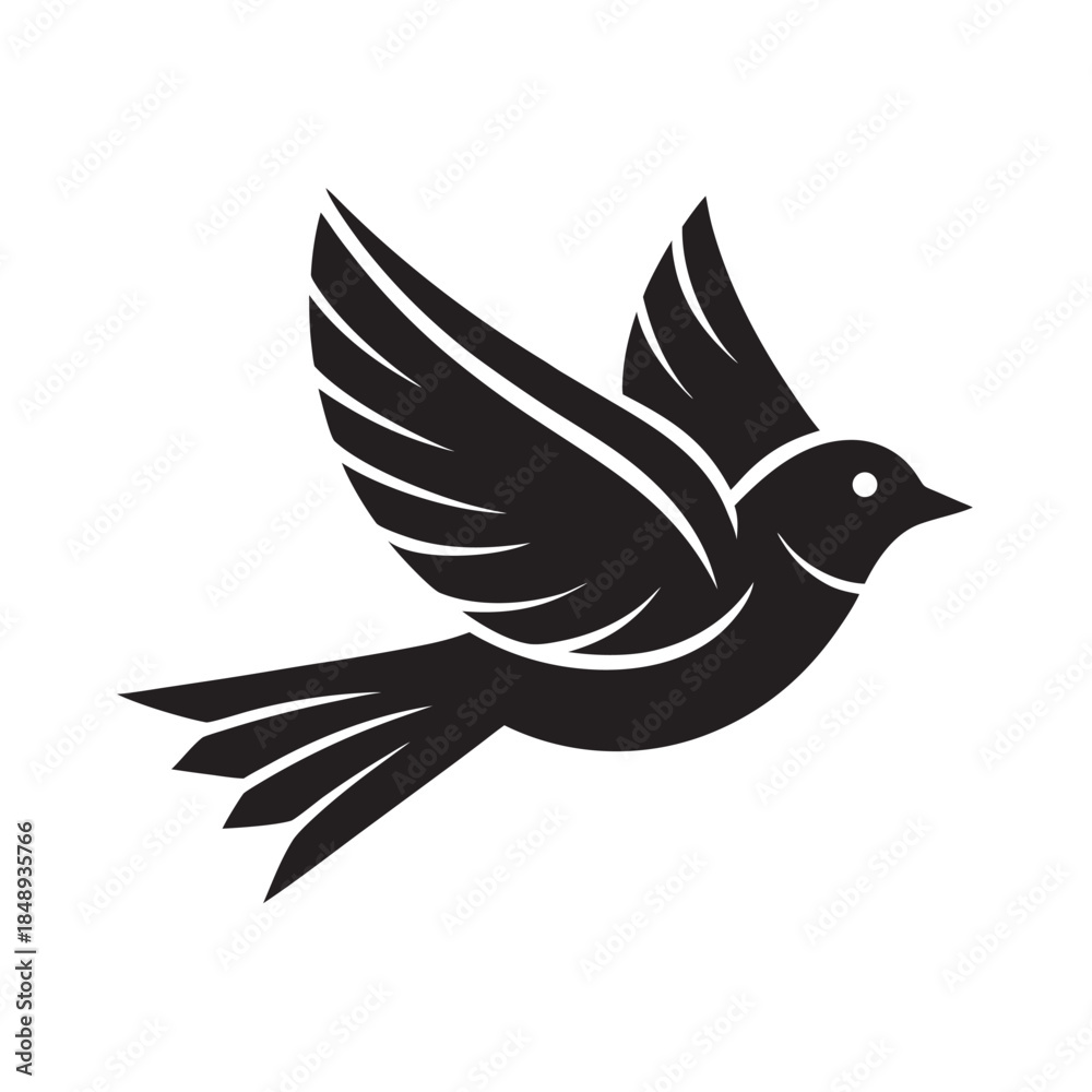 Fototapeta premium Flat Style Skylark Flying Bird Silhouette Illustration