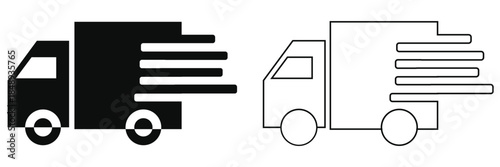 Delivery truck icon.  Line and silhouette versions. Vector. eps 10