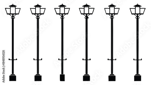 Set of Mid-Century Retro Street Lamps with Round Globe Lights