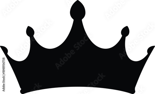 Vector black crown silhouette illustration representing royalty and power