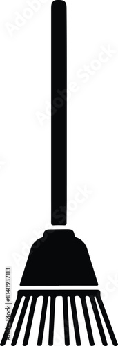 Vector broom silhouette on white background cleaning tool illustration