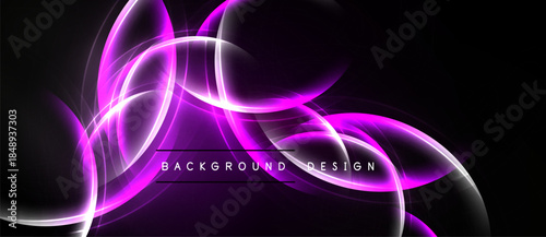 Abstract purple light flows, creating dynamic energy. Elegant curves suggest movement, depth, modern aesthetic. Background features text.