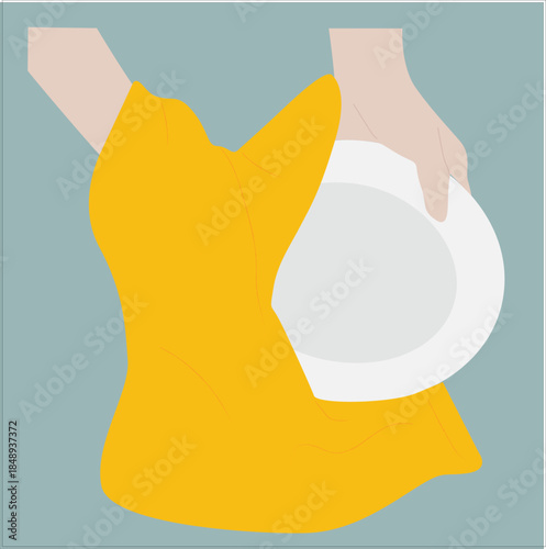 wipe the dishes with a cloth. dishcloth

