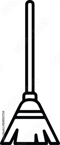 Vector illustration of a cleaning broom silhouette with a long handle