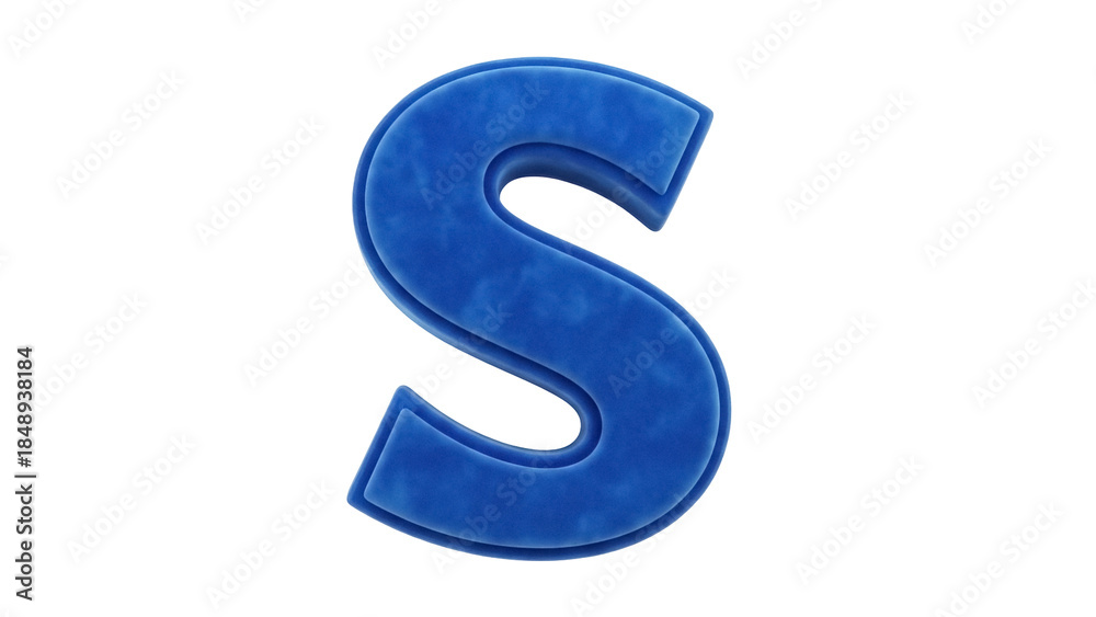 Naklejka premium Isolated Blue Letter S, Upper Case Serif, 3D Rendering, Shiny, Artistic and Stylish