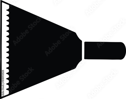 Vector scraper tool with serrated edge and handle silhouette illustration