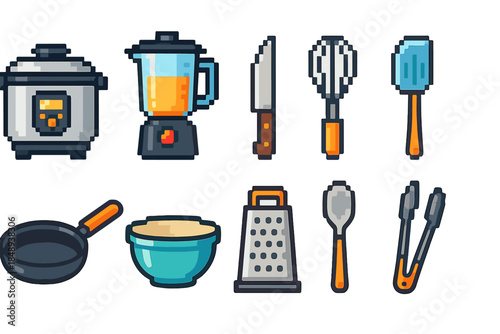 Cooking and kitchen tools icon set. Flat style kitchenware icons collection