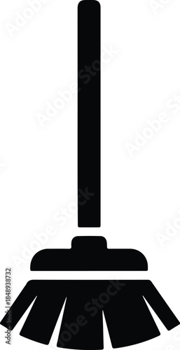Vector simple broom cleaning tool silhouette illustration