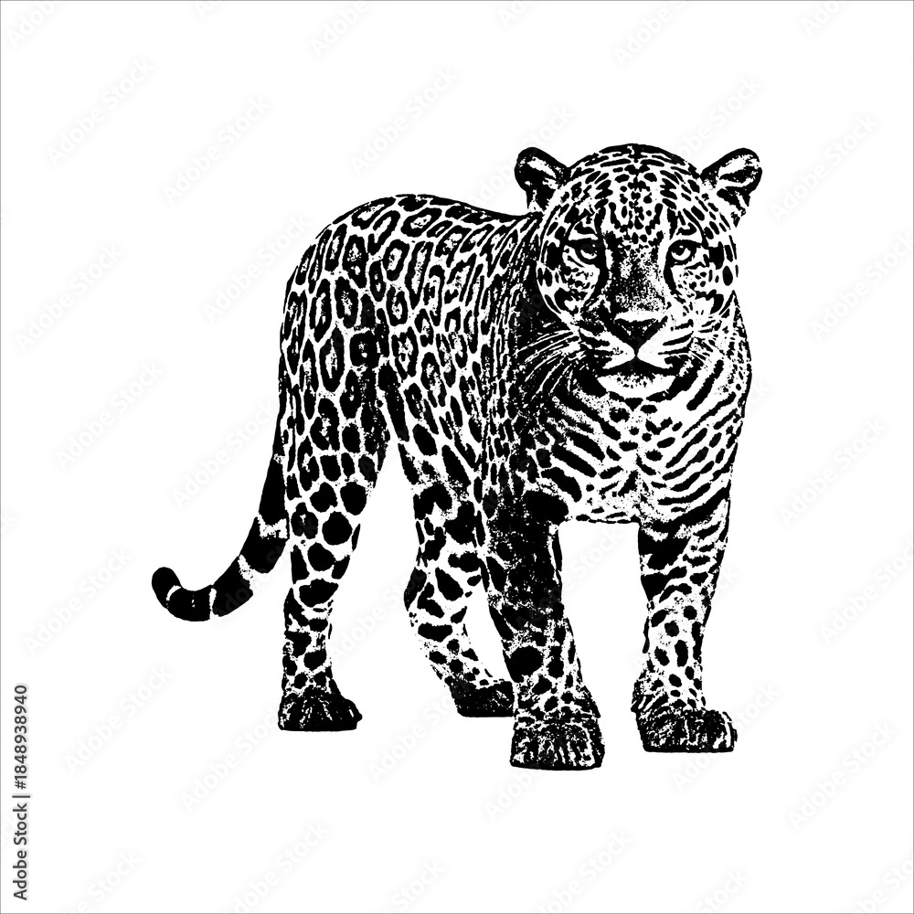 Fototapeta premium Leopard wildlife vintage illustration
