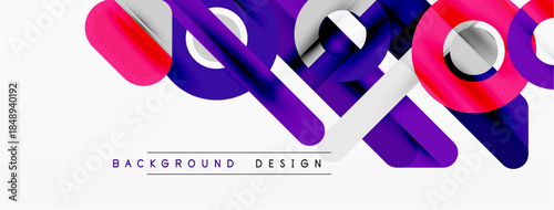 Abstract geometric shapes, vibrant colors, dynamic composition. Modern design elements create visually appealing background.